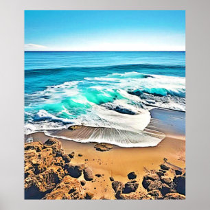 Póster Beach Bliss: Vista al océano