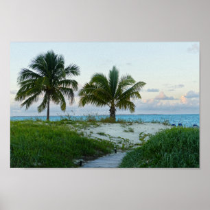 Póster Beach Boardwalk en las Bahamas al atardecer