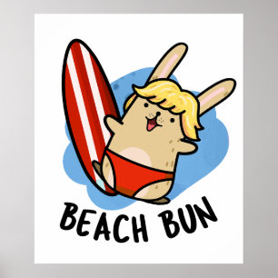 Póster Beach Bun Funny Bunny Puns