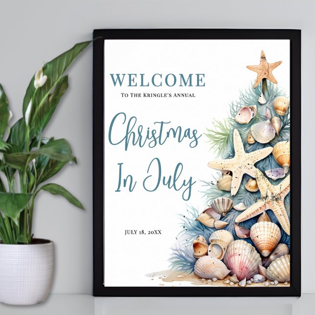 Póster Beach Christmas Is July Welcome Sign (Beach Christmas Is July Welcome Sign)