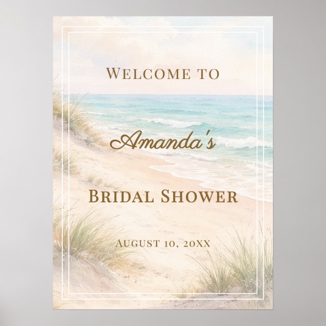 Póster Beach coastal Bridal Shower welcome (Frente)