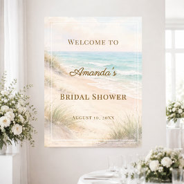 Póster Beach coastal Bridal Shower welcome
