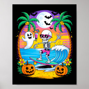 Póster Beach Funny Halloween Vibes Summerween Skeleton Gh