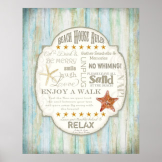 Póster Beach House Reglas de la Casa de Campo Art