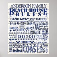Beach House Reglas de la Familia Personalizada de