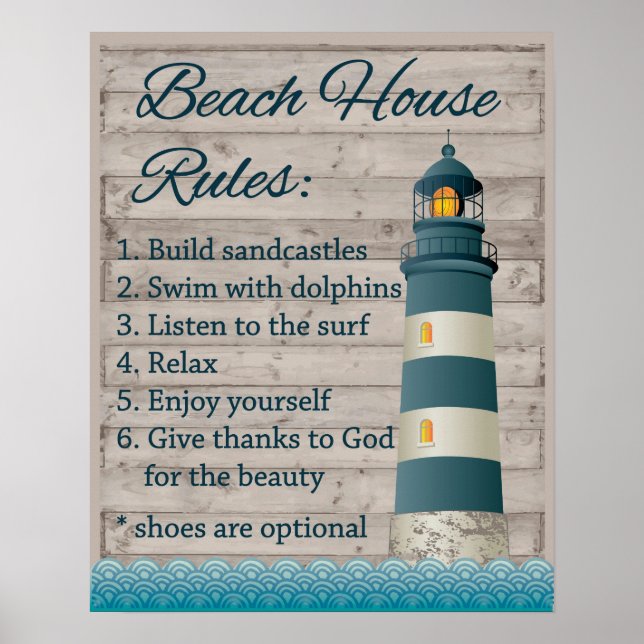 Póster Beach House Rules (Frente)