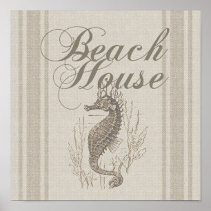 Póster Beach House Seahorse Seashore