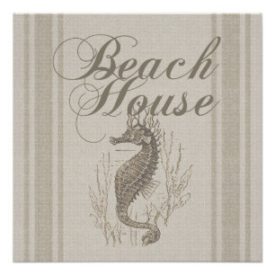 Póster Beach House Seahorse Seashore
