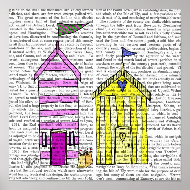 Póster Beach Huts 3 Illustration (Frente)