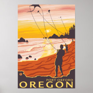 Póster Beach & Kites - Port Orford, Oregón