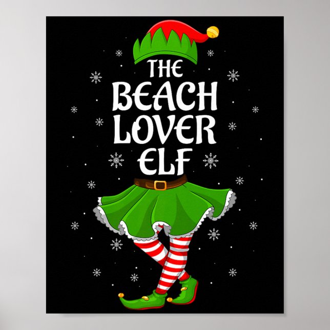 Póster Beach Lover Elf Christmas Family Girls Women Elf S (Frente)