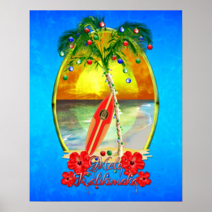 Póster Beach Mele Kalikimaka