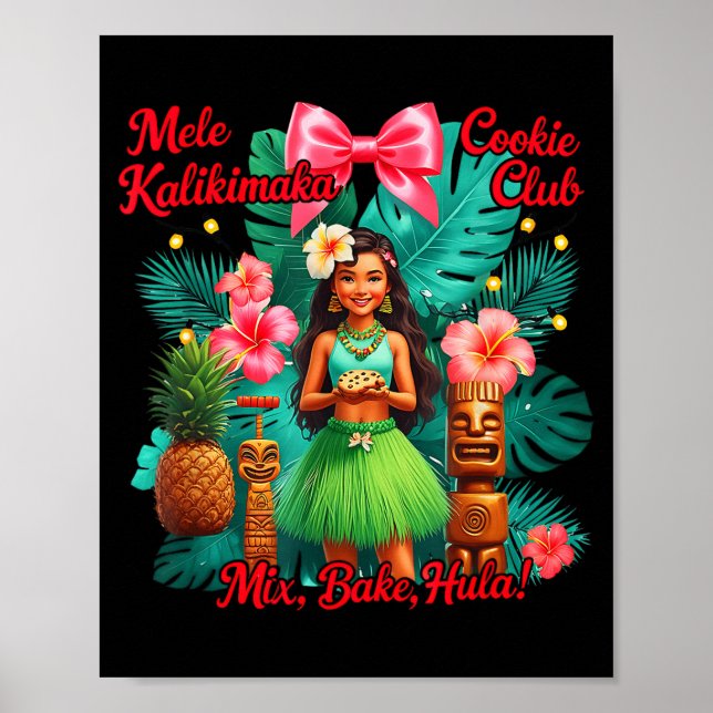 Póster Beach Mele Kalikimaka Hawaiian Tail Party Santa Tu (Frente)