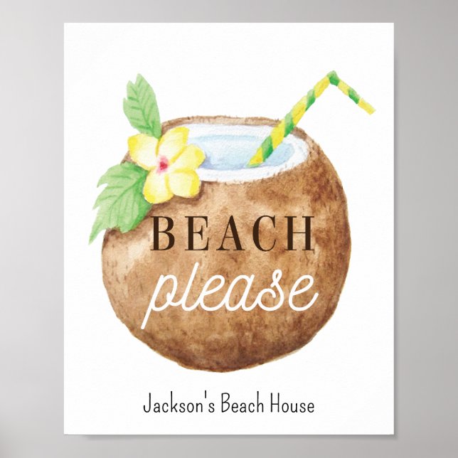 Póster Beach Please Cita Brown White Yellow (Frente)