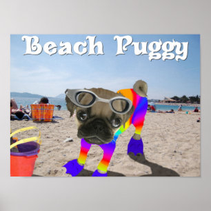 Póster Beach Puggy