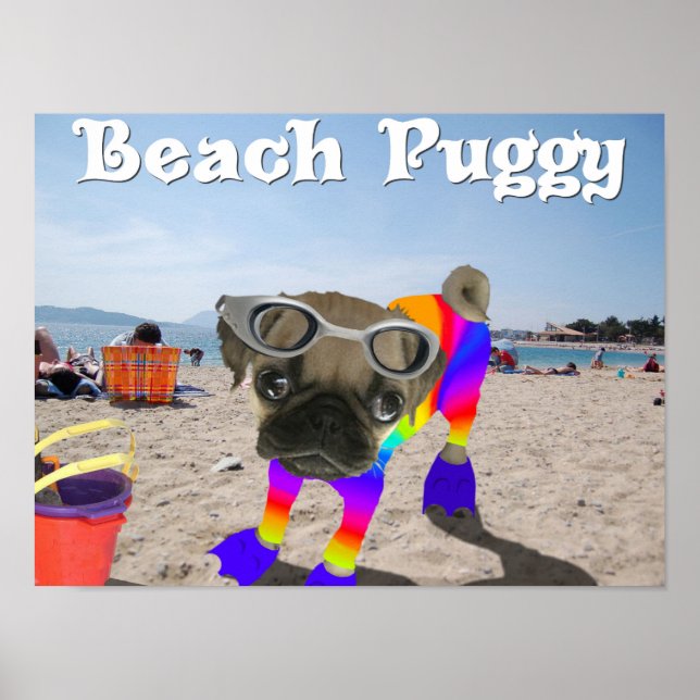 Póster Beach Puggy (Frente)
