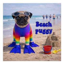 Póster Beach Puggy