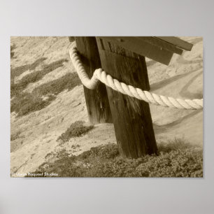 Póster Beach Rope Fence - Sepia Poster