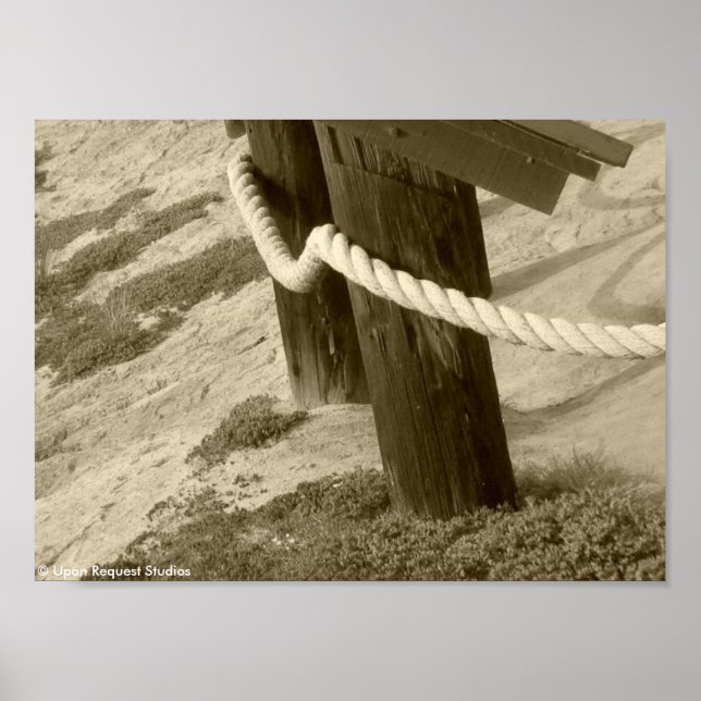 Póster Beach Rope Fence - Sepia Poster (Frente)