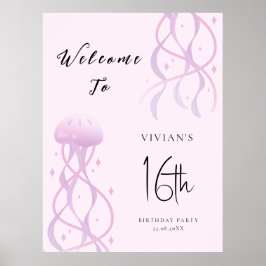 Póster Beach Rubor Pink Sweet 16 invitaciones para fiesta