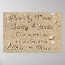 Póster Beach Sandy Toes Salty Kisses Sr. y Sra. Poster