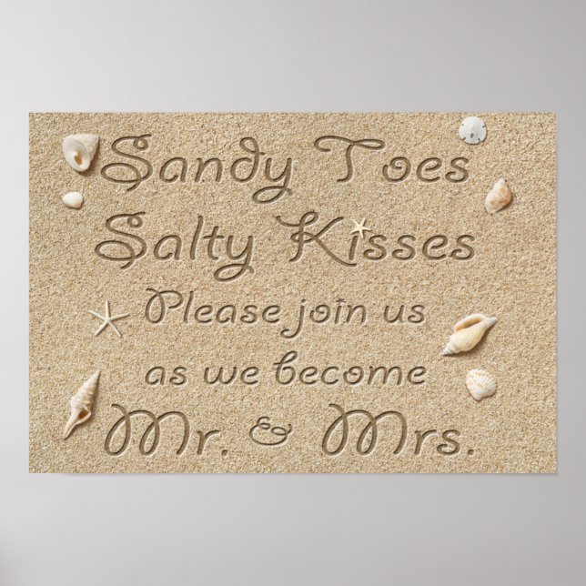 Póster Beach Sandy Toes Salty Kisses Sr. y Sra. Poster (Frente)