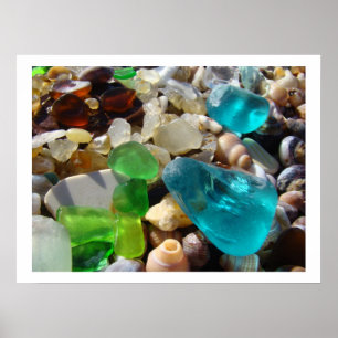 Póster Beach Sea Glass art prints Coastal Rock Garden