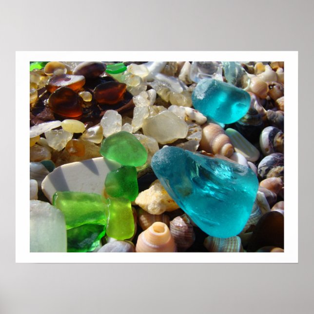 Póster Beach Sea Glass art prints Coastal Rock Garden (Frente)