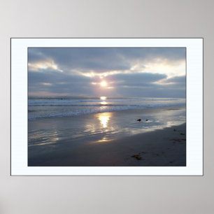 Póster Beach Stormy Sunset Print
