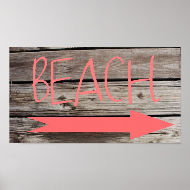 Póster Beach This Way Faux Wood (Frente)