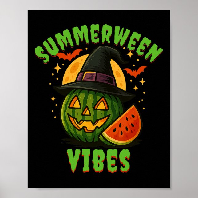 Póster Beach Watermelon Summerween Vibes Witch Halloween (Frente)