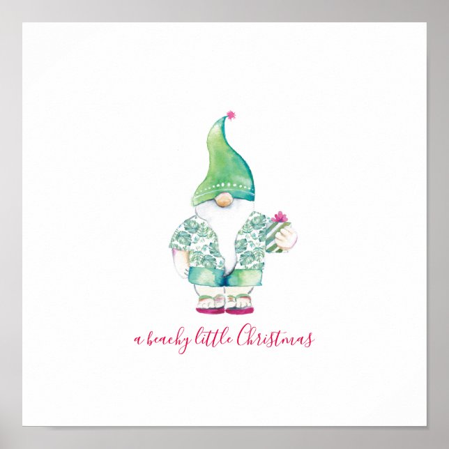 Póster Beaching Little Navidades Watercolor Art (Frente)
