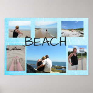 Póster Beachy Blue Multi Picture Personalized Poster