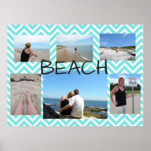 Póster Beachy Blue Multi Picture Personalized Poster