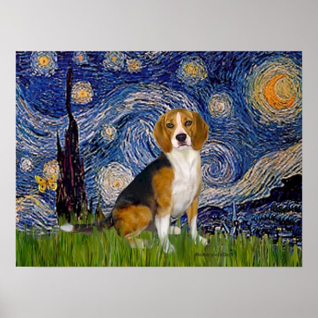 Póster Beagle 7 - Starry Night (Frente)