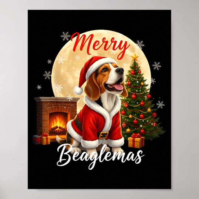 Póster Beagle Christmas Beagle Costume Beagle Xmas Merry  (Frente)