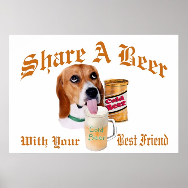 Póster Beagle Comparte Un poster De Cervezas (Frente)
