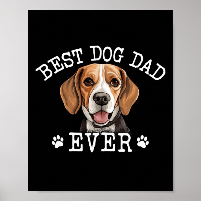 Póster Beagle Dad Fathers Day Vintage Ever Perro Lover (Frente)