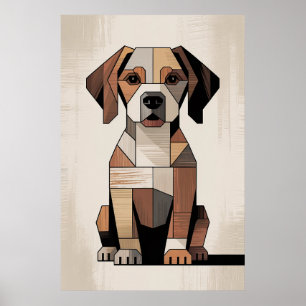 Póster Beagle de Patchwork - Perro Geométrico