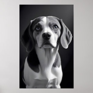 Póster Beagle Dog Adorable Cute Mascota Retrato Art Poste
