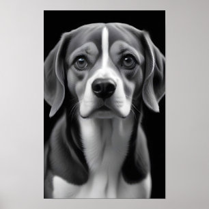 Póster Beagle Dog Adorable Cute Mascota Retrato Art Poste