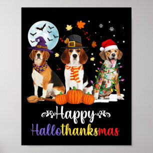 Póster Beagle Dog Halloween Feliz Navidad Halloth