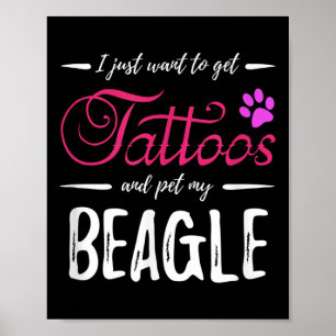 Póster Beagle Dog Lover Tattoo Divertida Perra Mamá Regal