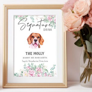 Póster Beagle Dog Signature Bebe Rótulo