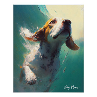 Póster Beagle dog swimming in water 005