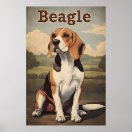 Póster Beagle Dog Vintage Art