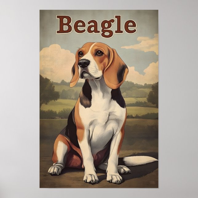 Póster Beagle Dog Vintage Art (Frente)