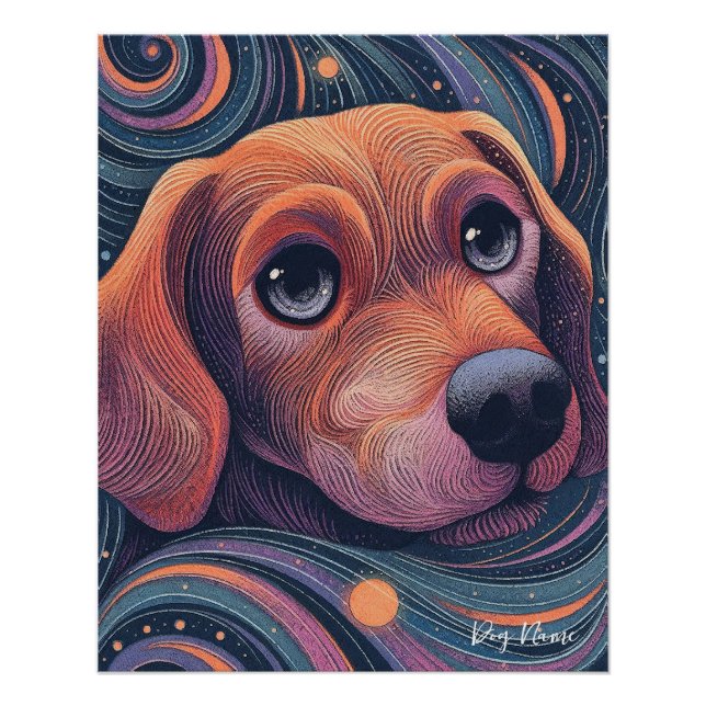Póster Beagle dog with starry sky and water 001 (Anverso)