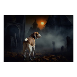 Póster Beagle Halloween Espeluznante
