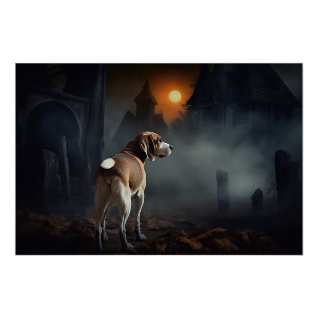 Póster Beagle Halloween Scary (Anverso)